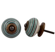 Sage Green Black Striped Knobs